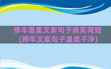 修车温柔文案句子搞笑简短(跨年文案句子温柔干净)