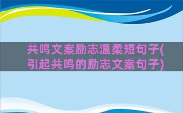 共鸣文案励志温柔短句子(引起共鸣的励志文案句子)