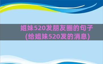 姐妹520发朋友圈的句子(给姐妹520发的消息)