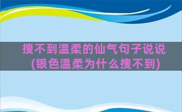 搜不到温柔的仙气句子说说(银色温柔为什么搜不到)