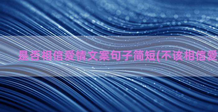 是否相信爱情文案句子简短(不该相信爱情的文案)