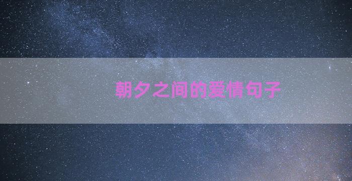 朝夕之间的爱情句子