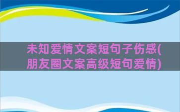 未知爱情文案短句子伤感(朋友圈文案高级短句爱情)