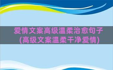 爱情文案高级温柔治愈句子(高级文案温柔干净爱情)