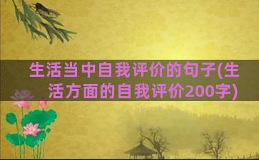 生活当中自我评价的句子(生活方面的自我评价200字)